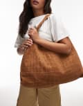 [Other Stories] & Other Stories XL croco suede tote in dark beige-Neutral No Size Dark Beige
