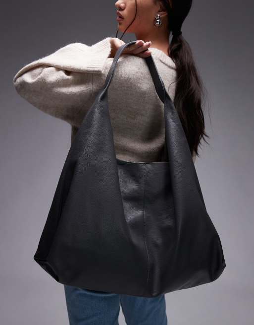 & Other Stories - XL slouchy leren tote in donkergrijs , 2 van 4