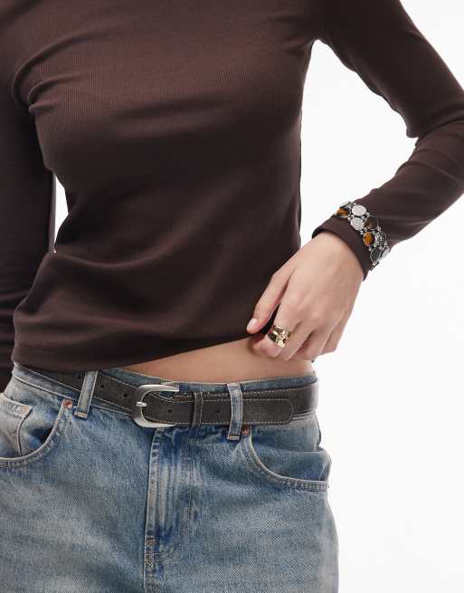 & Other Stories - Zachte geribbelde jersey top met lange mouwen in donkerbruin, 3 van 4