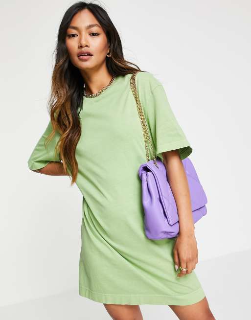 & Other Stories – Zielona bawełniana sukienka t-shirtowa mini – LGREEN