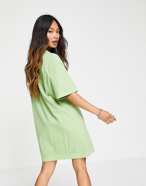  100% Gwarantowana & Other Stories – Zielona sukienka T-shirtowa mini z bawełny organicznej Zielony