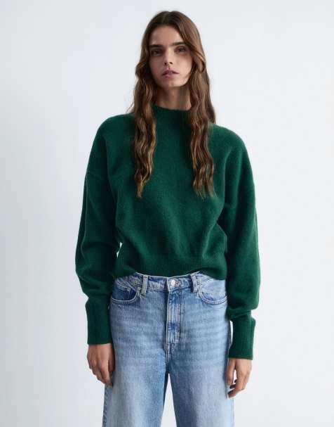 & Other Stories mock neck jumper in green