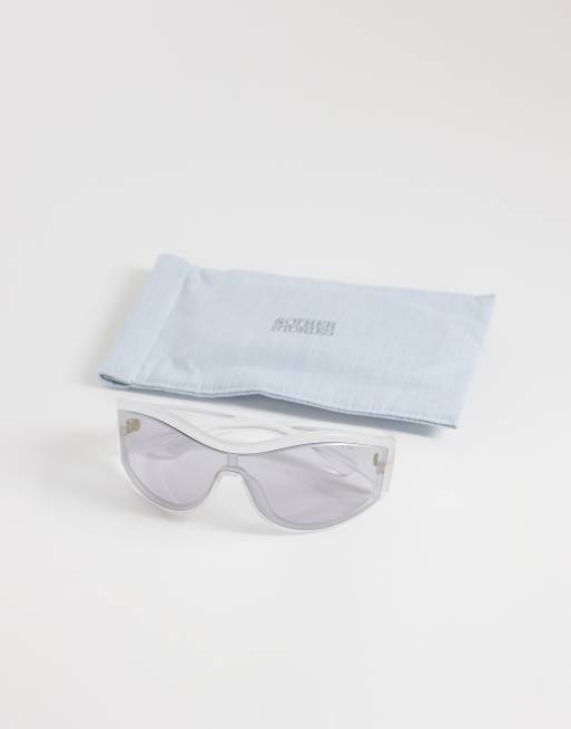 & Other Stories - Zonnebril met visor-design in zilver met linnen etui, 3 van 3
