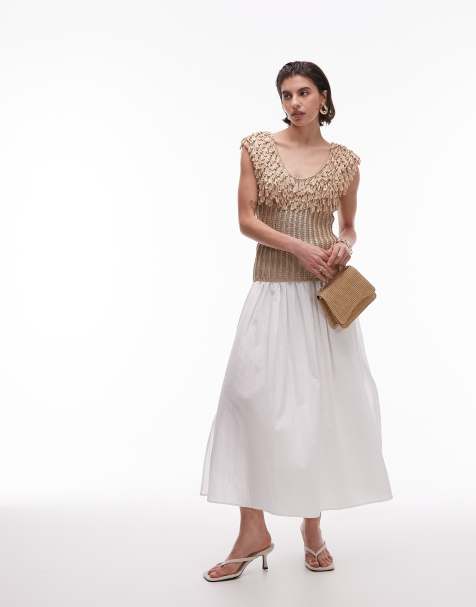 & Other Stories knitted top with fringed neckline in gold