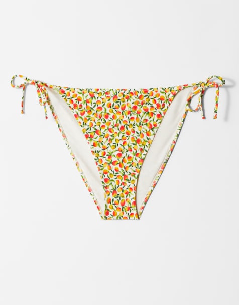& Other Stories side tie bikini bottom in yellow disty flower print