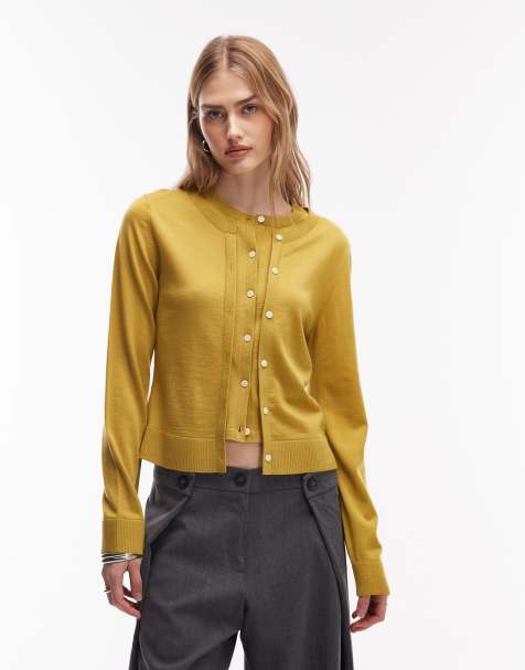 & Other Stories – Zweilagige Strickjacke aus reiner Wolle in Senfgelb - view 1