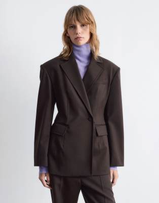 & Other Stories - Zweireihiger Woll-Blazer in Braun-Brown
