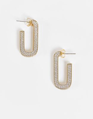 Украшения и часы  Asos Открытые серьги прямоугольной формы со стразами Nali-Серебристый