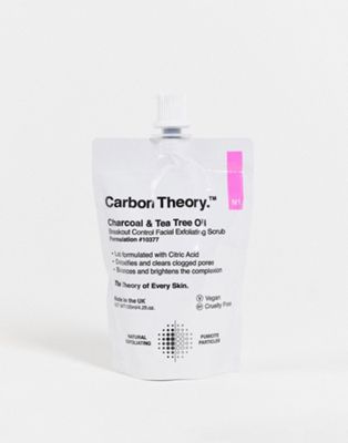 фото Отшелушивающий скраб для лица против высыпаний с древесным углем и маслом чайного дерева carbon theory, 125 г-бесцветный