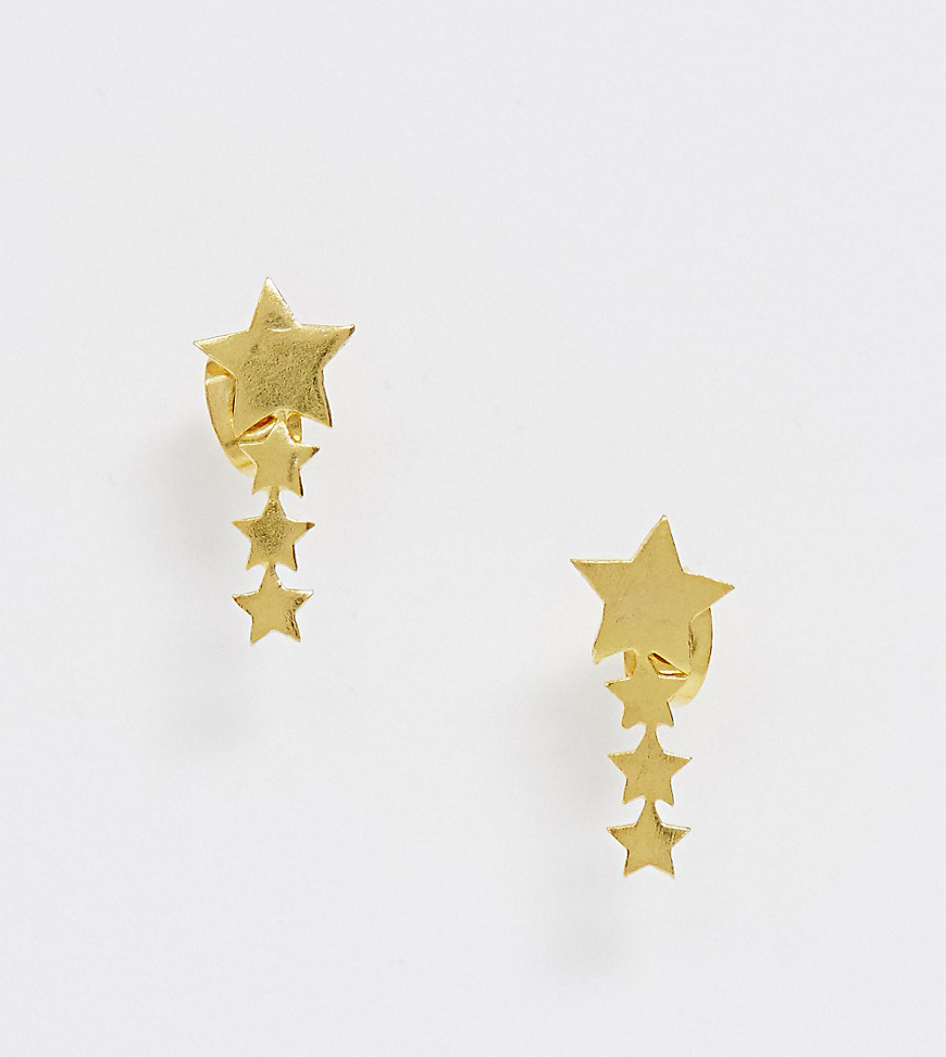 Ottoman Hands gold plated star climber earrings
