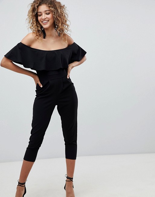 Outrageous Fortune Bardot Tailored Jumpsuit with Tapered Leg | ASOS
