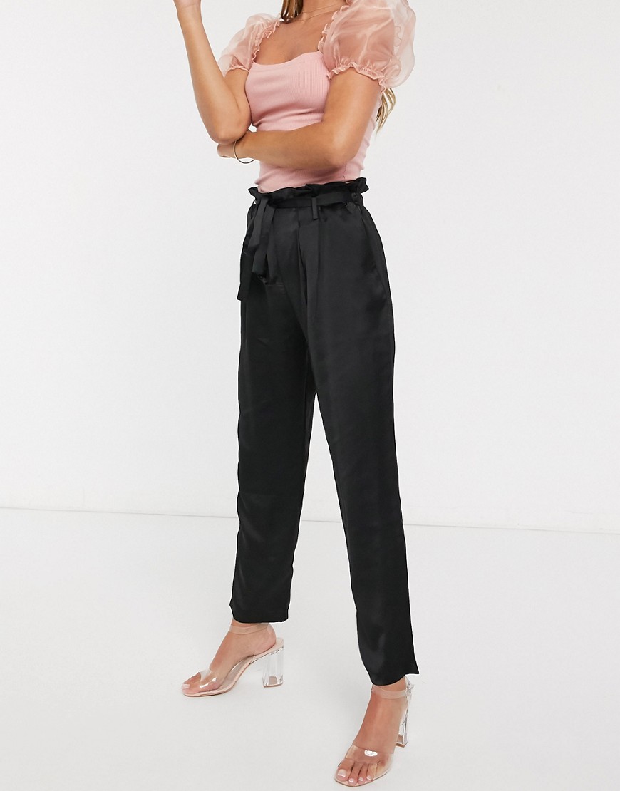 Outrageous Fortune - Cigarette-broek met hoge taille en riem in zwart