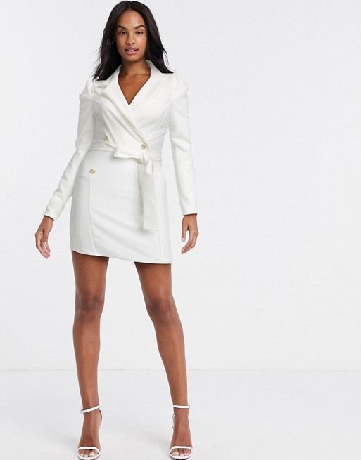 Outrageous Fortune double breasted blazer dress in white