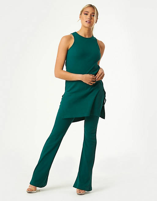 Exclusives Outrageous Fortune exclusive ruched side detail longline top in emerald green 