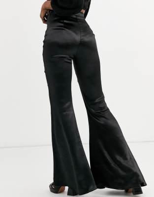 black high waisted flared trousers