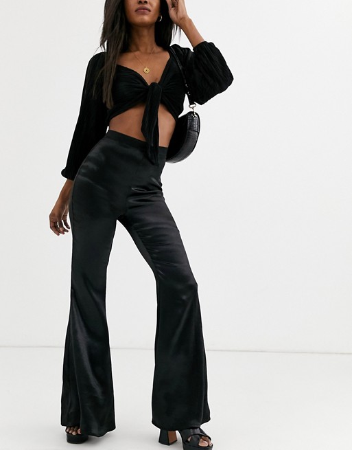 Outrageous Fortune high waist flare trouser in black