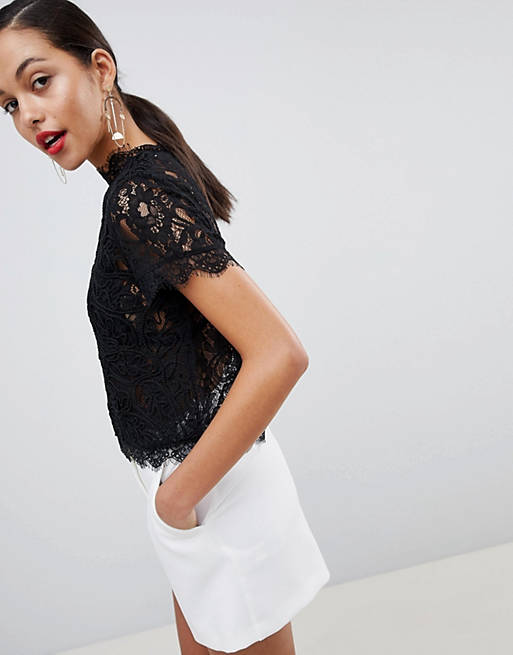 Outrageous Fortune lace tee in black