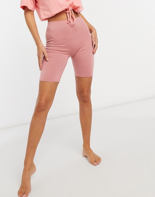 Outrageous Fortune loungewear bodycon shorts in pink