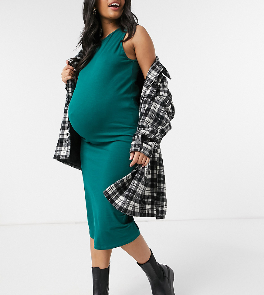 Outrageous Fortune Maternity exclusive racer back midi dress in emerald green