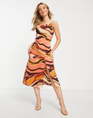 Outrageous Fortune midi dress in 70's swirl print - ASOS Price Checker