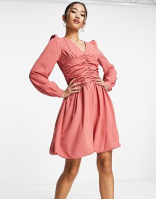 Outrageous Fortune mini ruched waist dress in rose pink - ASOS Price Checker
