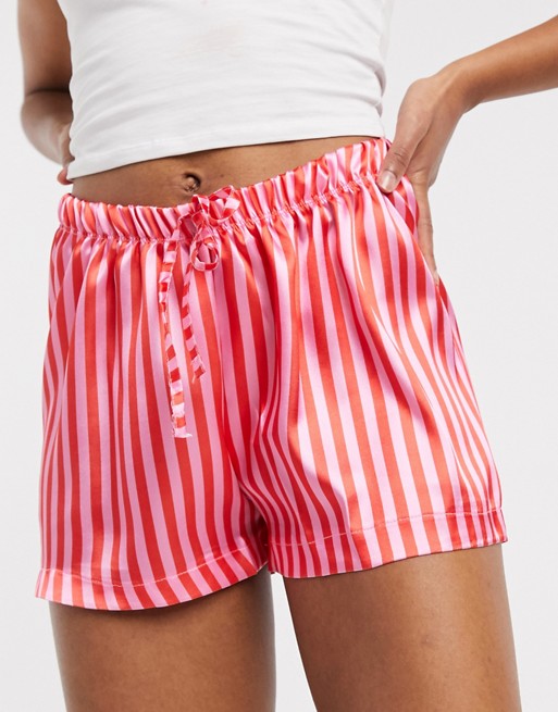 Outrageous Fortune nightwear satin short in pink stripe print