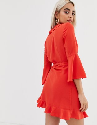 petite ruffle wrap dress