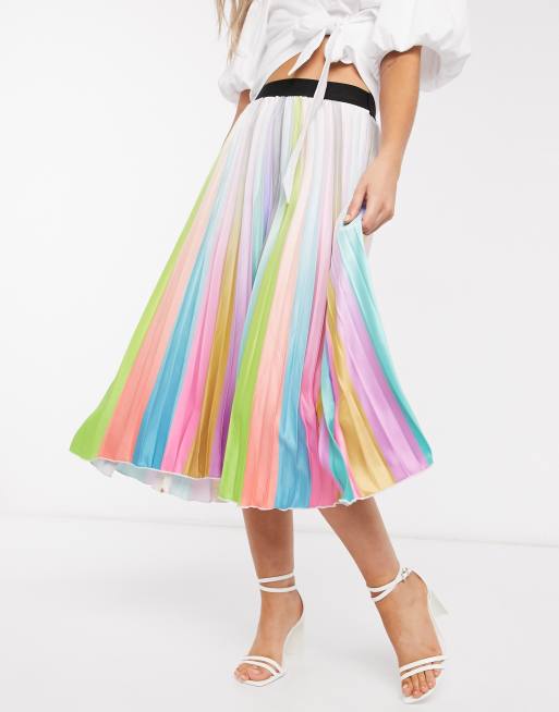 Pleated midi 2024 skirt rainbow