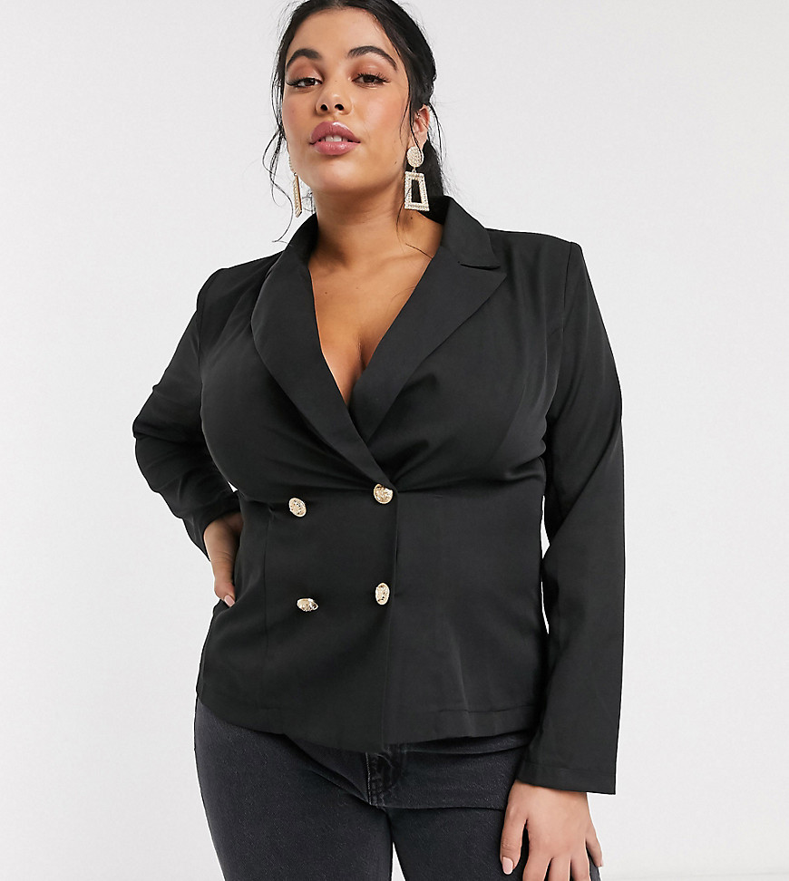 Outrageous Fortune Plus - Double-breasted blazer in zwart
