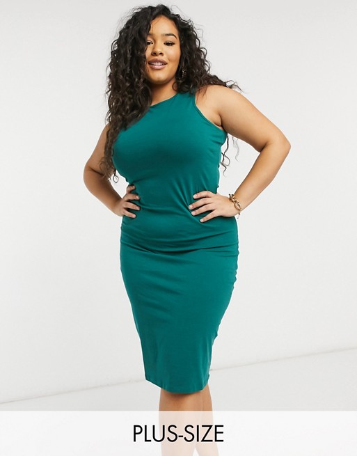 Outrageous Fortune Plus exclusive racer back midi dress in emerald green