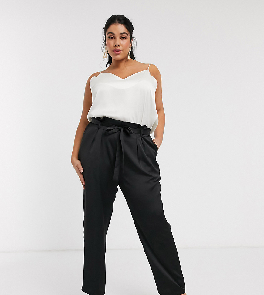 Outrageous Fortune Plus high waist cigarette trouser with belt in black