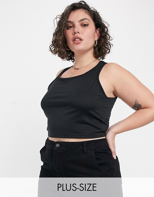 Outrageous Fortune Plus loungewear long line crop tank in black co ord