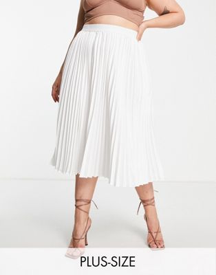 Outrageous Fortune Plus pleated midi skirt in cream
