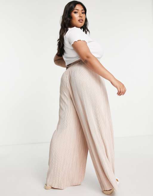 Outrageous Fortune Plus – Plissierte Hose in Zartrosa mit weitem Bein, Kombiteil, 2 von 4