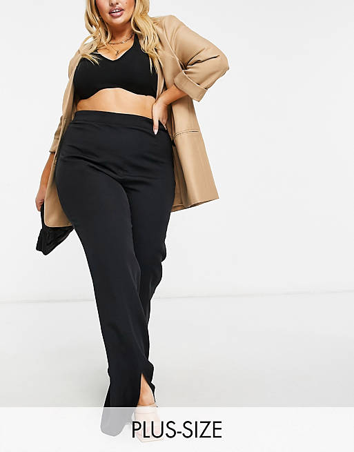 Outrageous Fortune Plus split front trousers in black