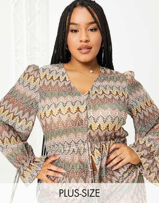 Outrageous Fortune Plus – Strickoberteil mit geometrischem Muster, Kombiteil