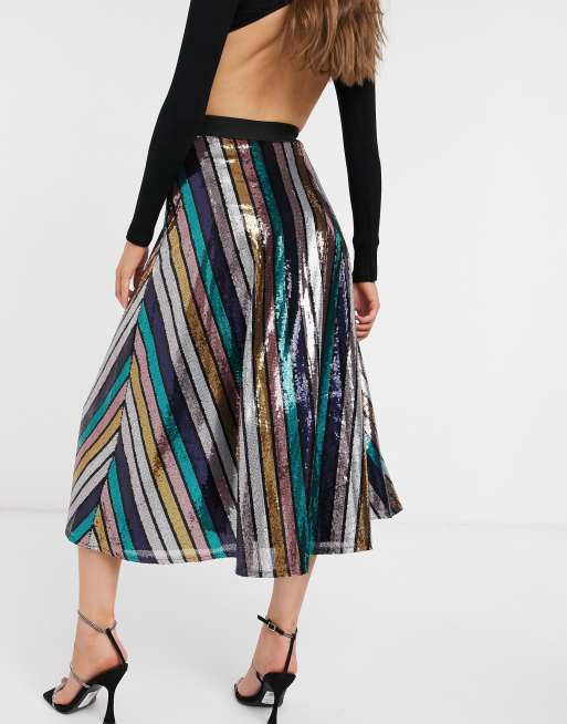 Asos pleated clearance sequin midi skirt