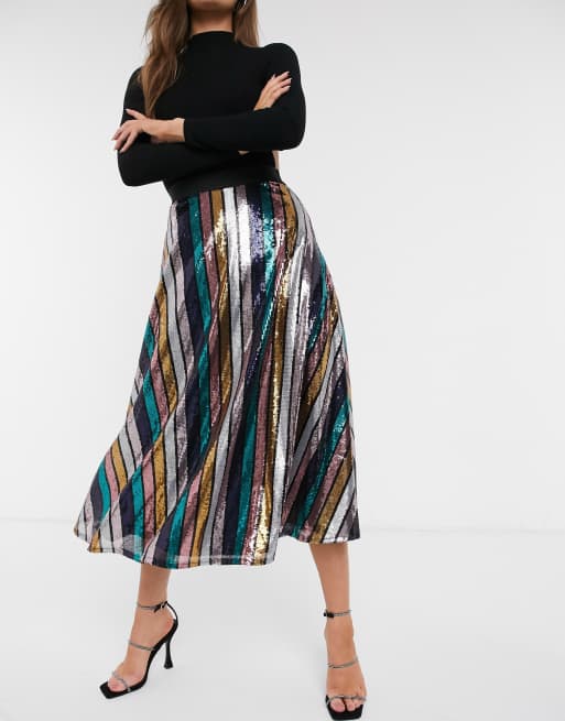 Asos pleated clearance sequin midi skirt