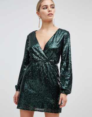 green glitter wrap dress