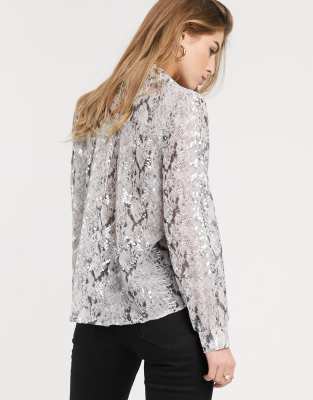 snake print sheer top