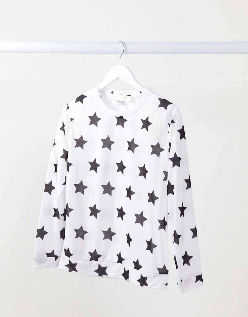 Outrageous Fortune sleepwear sweater in white star print-Multi