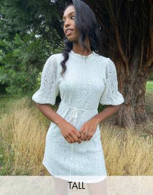 white lace smock dress