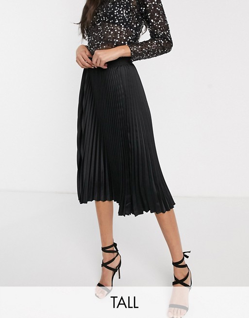 Outrageous Fortune Tall pleated midi skirt in black