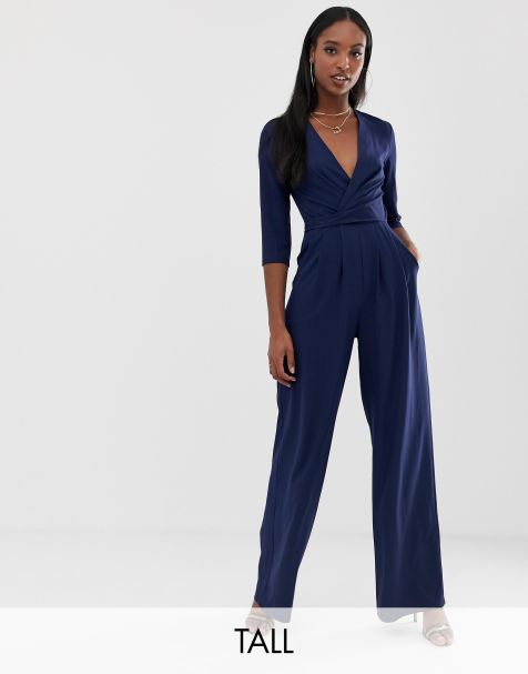 Outrageous Fortune Tall plunge front jumpsuit in navy
