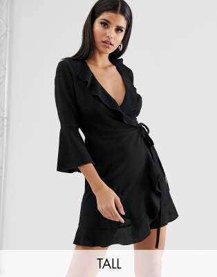 tall black wrap dress