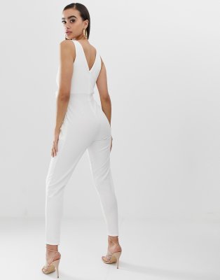 white jumpsuit tie waist