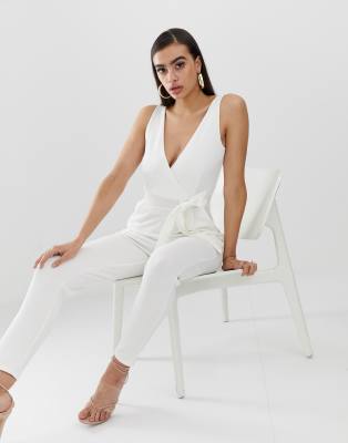 outrageous fortune tie waist jumpsuit