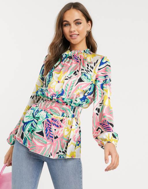 Outrageous Fortune - Top col montant imprimé fleurs estivales