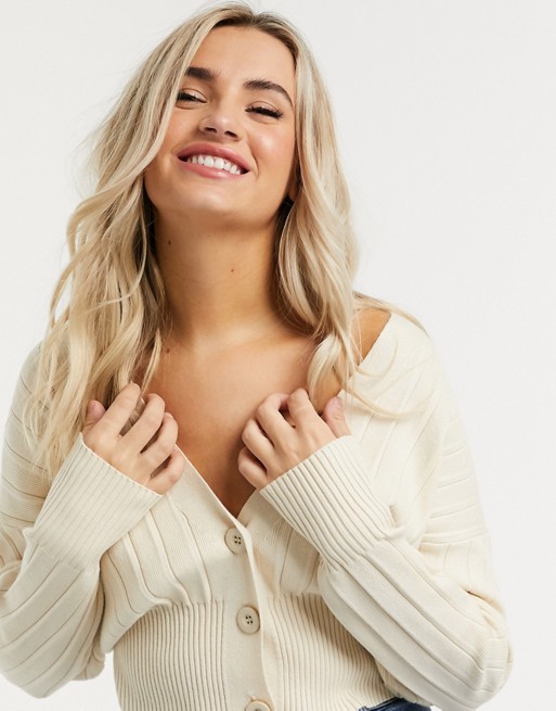 Outrageous Fortune volume sleeve cardi in cream