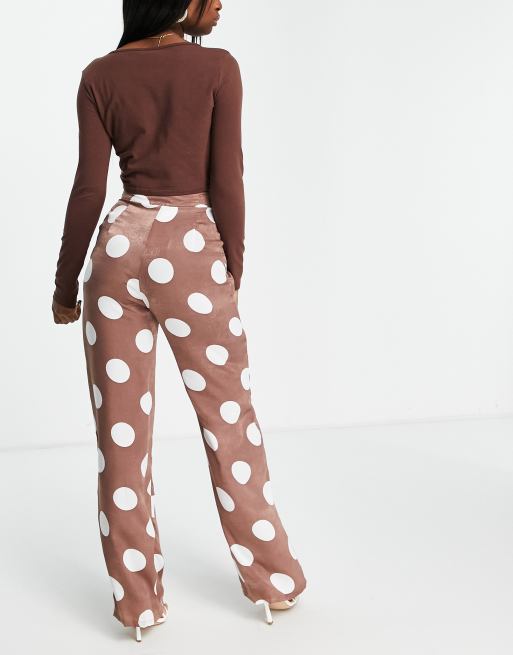 Outrageous Fortune wide leg pants in brown dot, 2 of 4